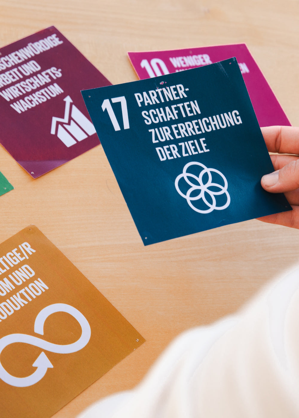 Flyer der 17 Nachhaltigkeitsziele der UN.